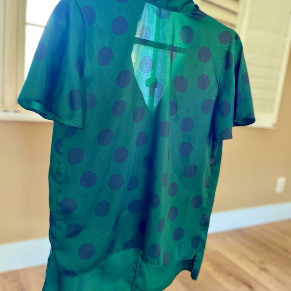 Zara Silk Polka Dot with Bow Necktie Blouse - Picture 4 of 8